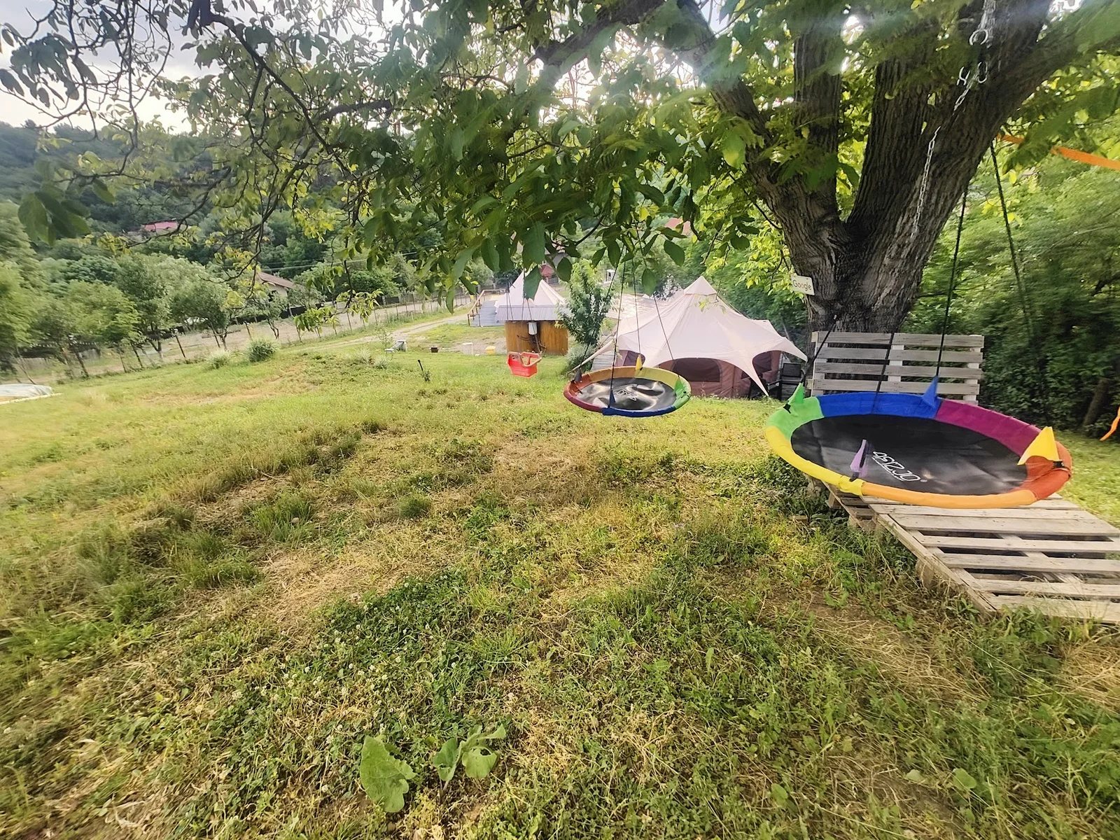 Leagane cu vedere spre vale — Tent pitch – main area - Camping Be You Văleni